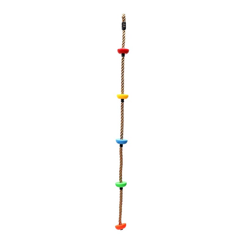 Rainbow Craft حبل تسلق ملون بألوان قوس قزح - 6.5 قدم مع 5 أقدام معقودة - حبل نينجا للأطفال لمحارب النينجا ملحقات مسار العوائق للأطفال مجموعة أرجوحة للعب في الفناء الخلفي - Image 2
